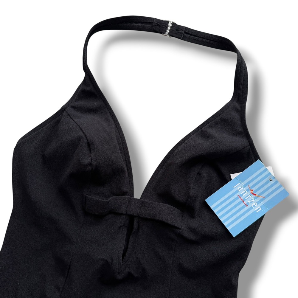 Jantzen Women's 12 Black Halter Bow Keyhole One Piece Swimsuit J40132 Y2K Beachy